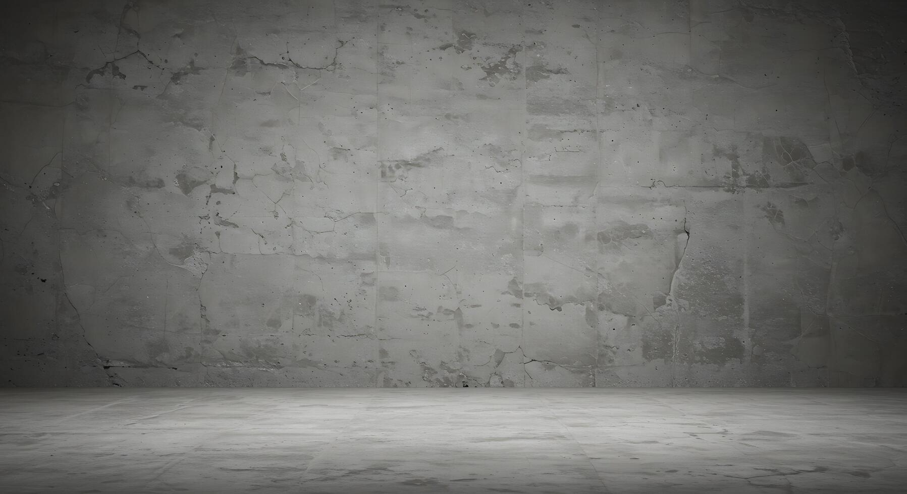 An empty room with a concrete wall and cement floor photo