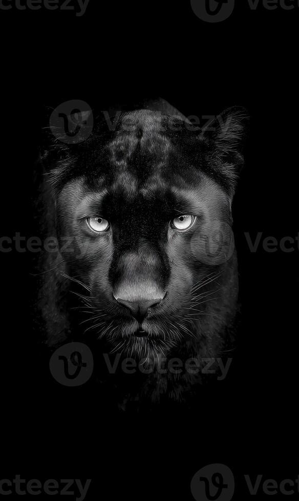 A Majestic Black Panther Glimpse Into Darkness and Silent Hunter of Night photo