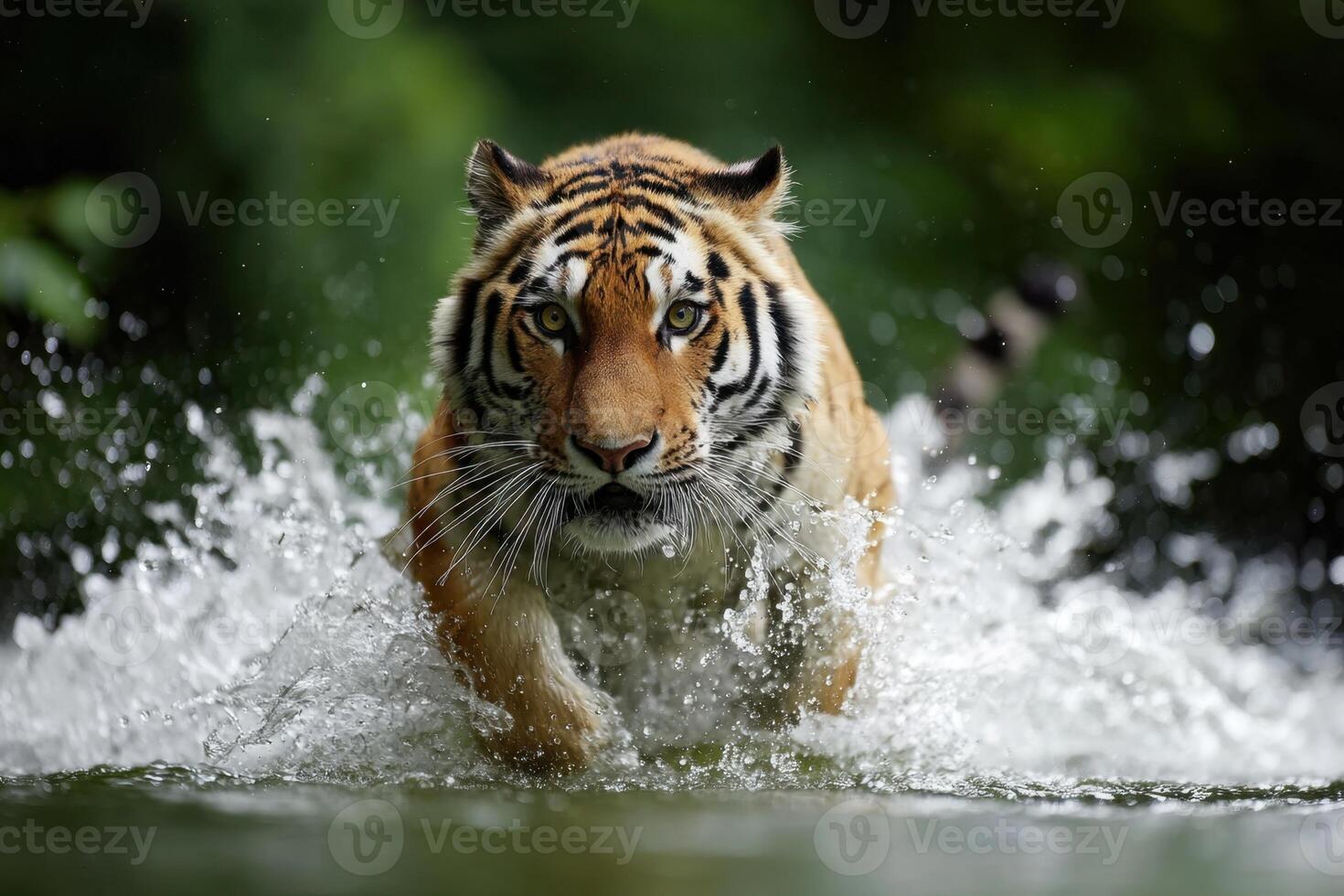 Majestic Tiger Leaping Through Water A Stunning Wildlife Photography Capture photo