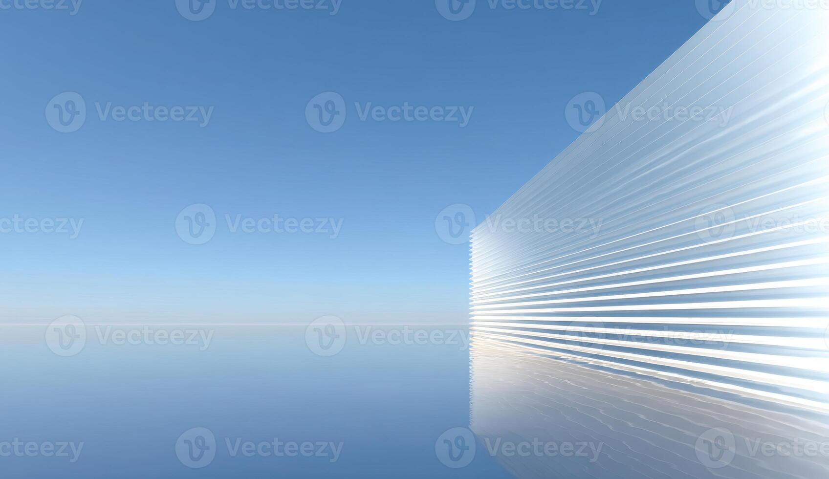 Sleek Metallic Structure Reflecting Sky Minimalist Architectural Design Under Blue Sky photo