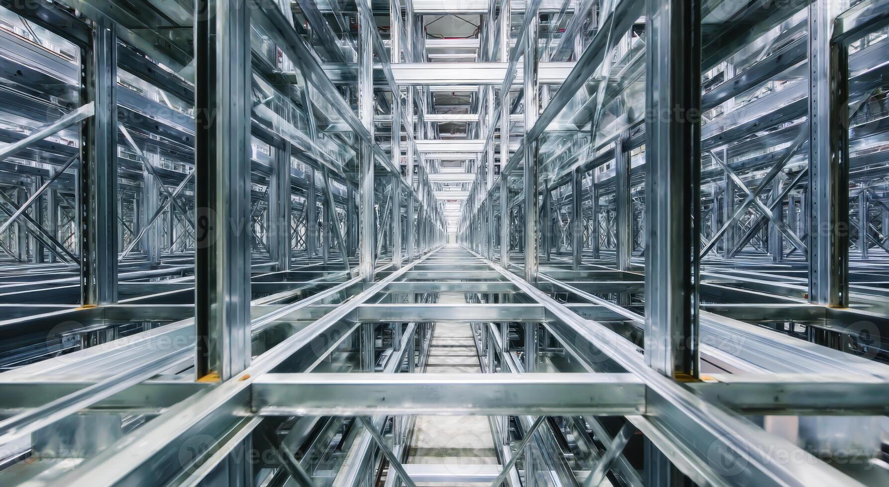 The Beauty Of Abstract Pattern With Metal Shelves Creating The Infinite Way photo