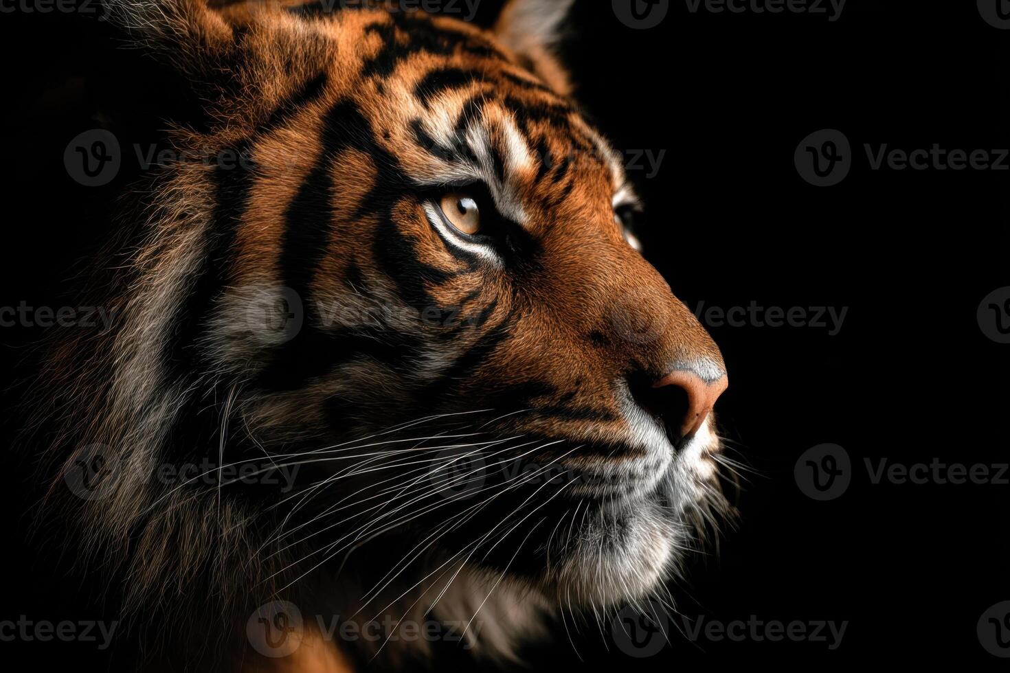 Magnificent Tiger Portrait Capturing The Essence Of Wild Beauty In Low Light photo
