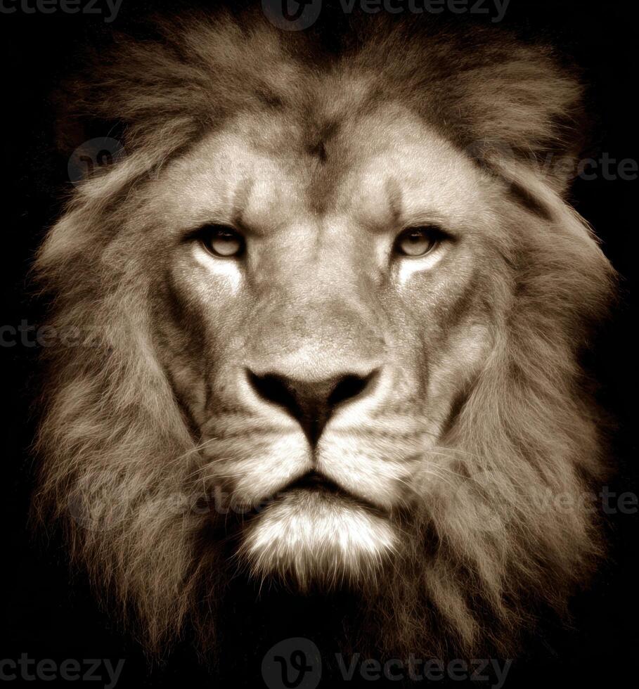 Majestic Portrait of a Lion Capturing the Essence of Wild Beauty and Power photo