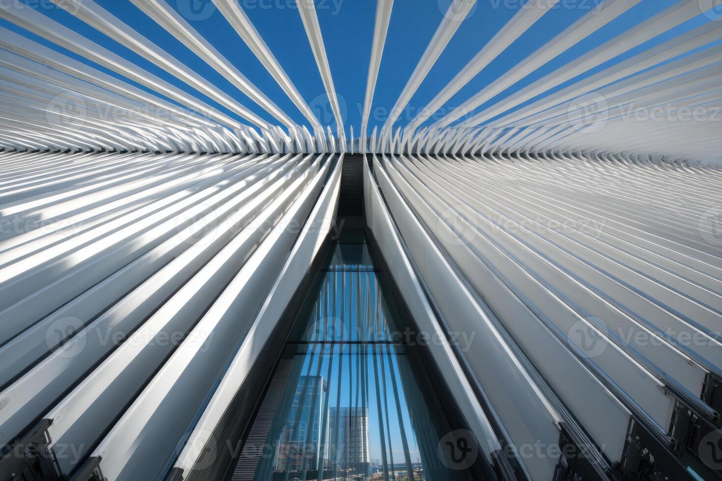 Amazing Architecture White Steel Frame Building with Glass Facade Under the Sky photo
