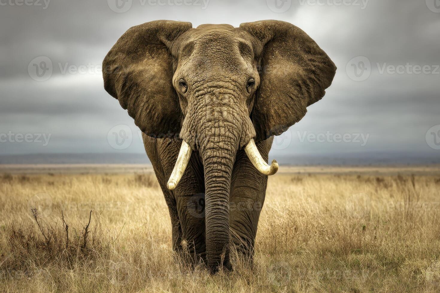 Majestic Elephant Standing Tall in African Savannah Wildlife Sanctuary Landscape Outdoors photo