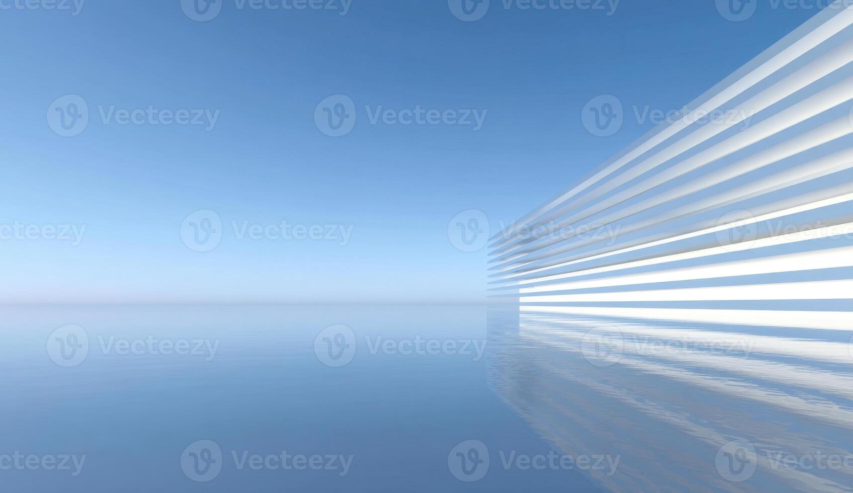 Minimalist Serenity Blue Sky Reflection Tranquil Water Smooth Surface Calm Environment Peace photo