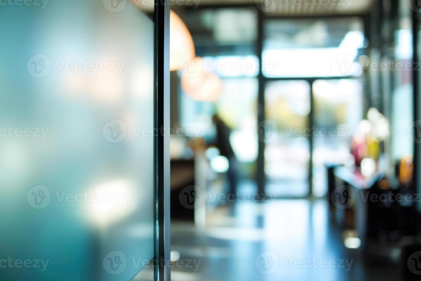 Open Door to Sunny Hallway Office Interior Concept photo