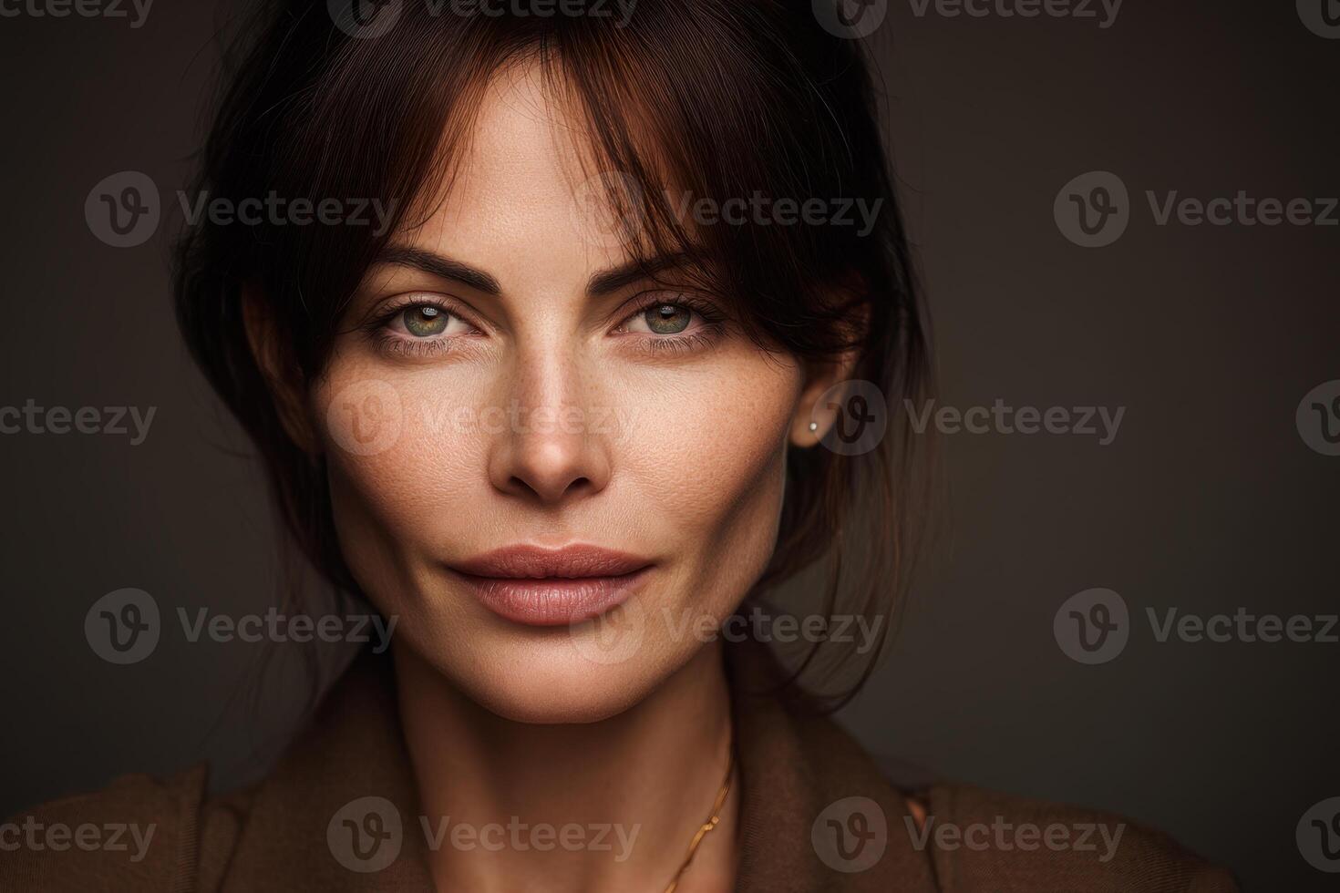 Portrait of a Beautiful Woman with Freckles and Brown Eyes Focused Photography photo