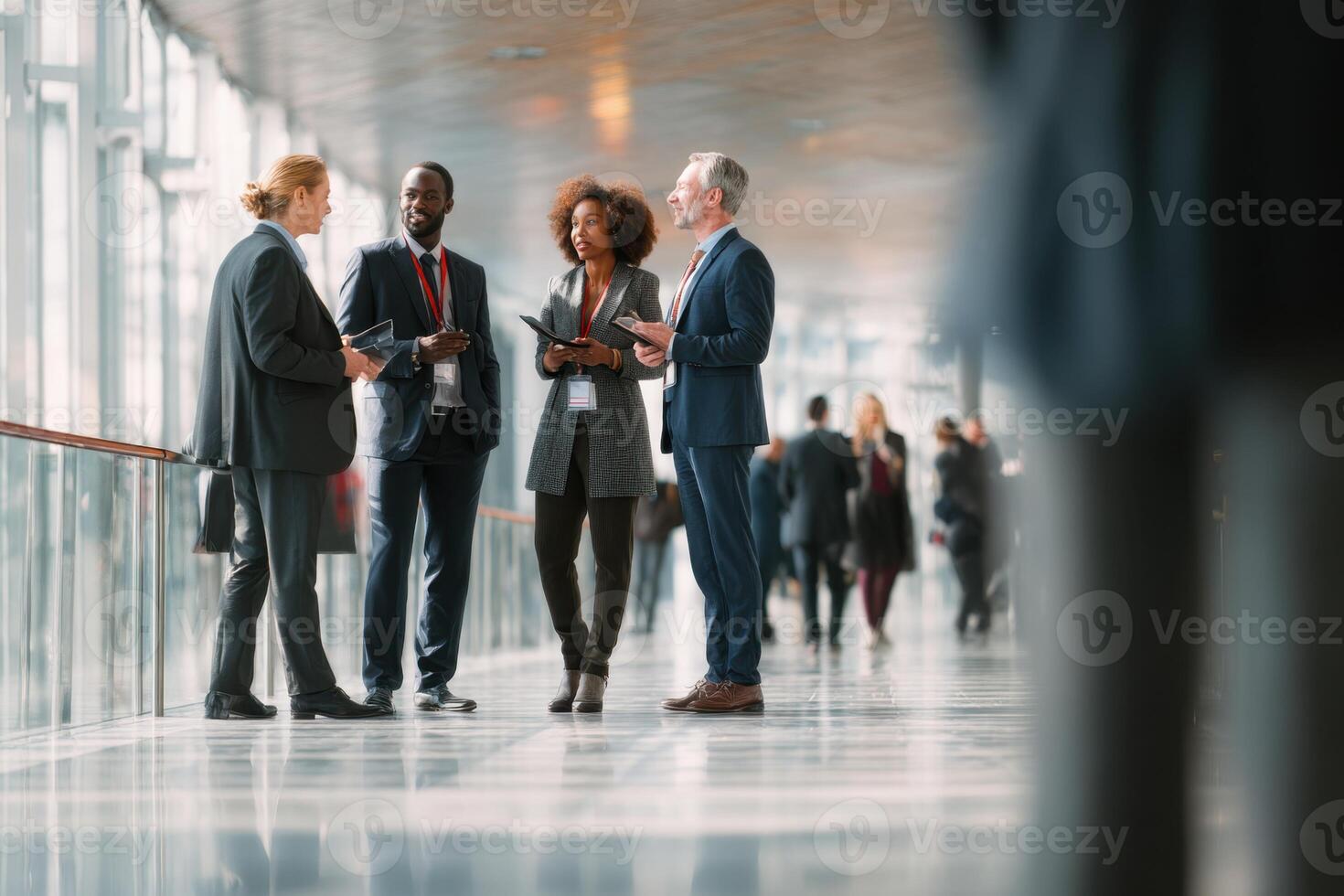 Diverse Group of Business People Networking in a Bright Modern Office Space photo