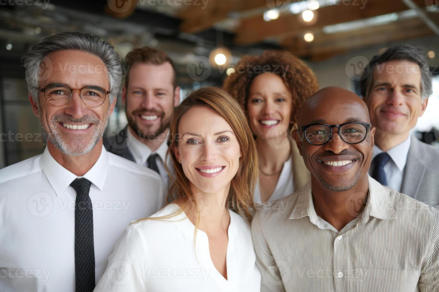 Group of Professional People Standing Together Smiling Looking at the Camera photo