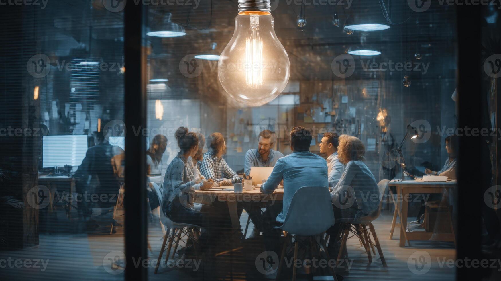 Collaborative Team Work at Workplace to Find Ideas and Increase Productivity photo