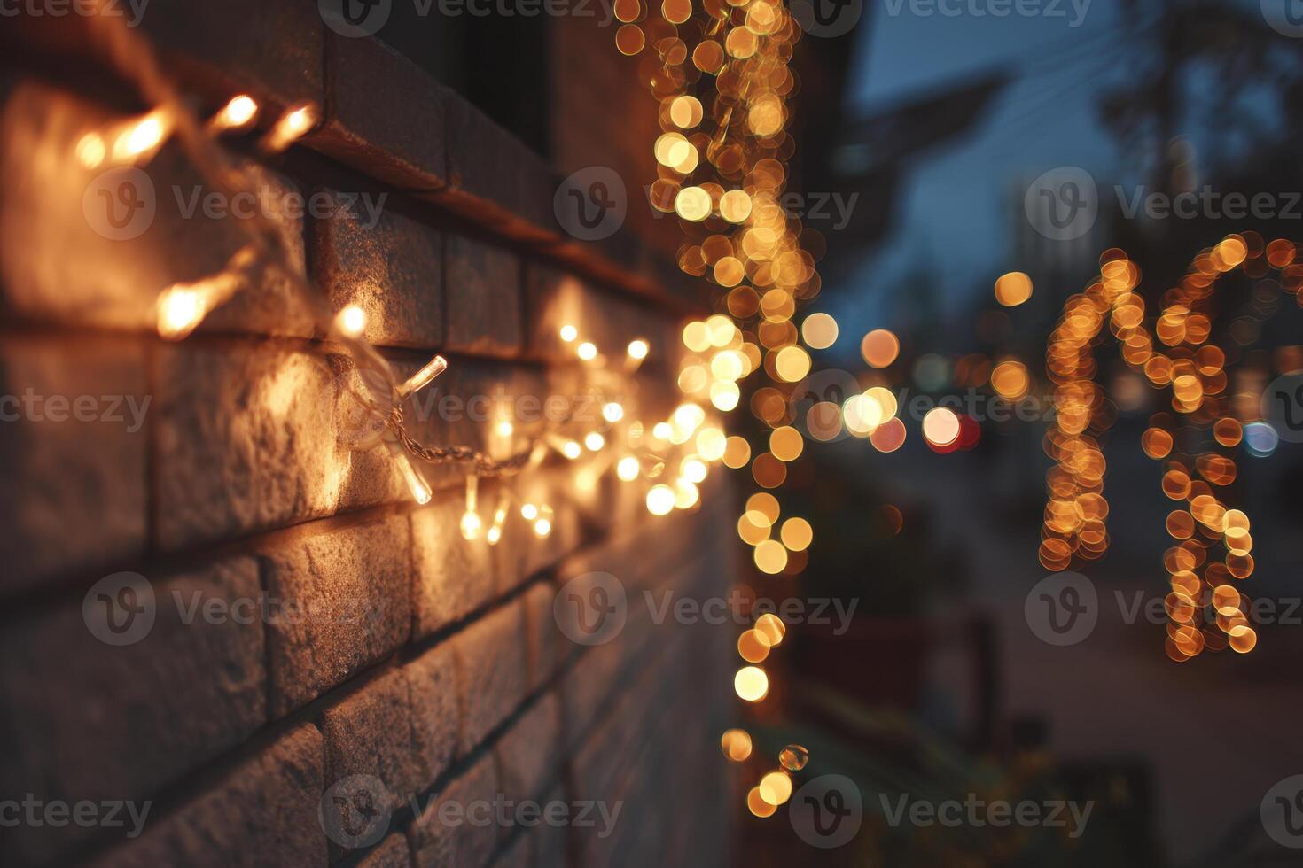 Illuminated String Lights on Wall Bringing Festive Cheer to the Neighborhood photo
