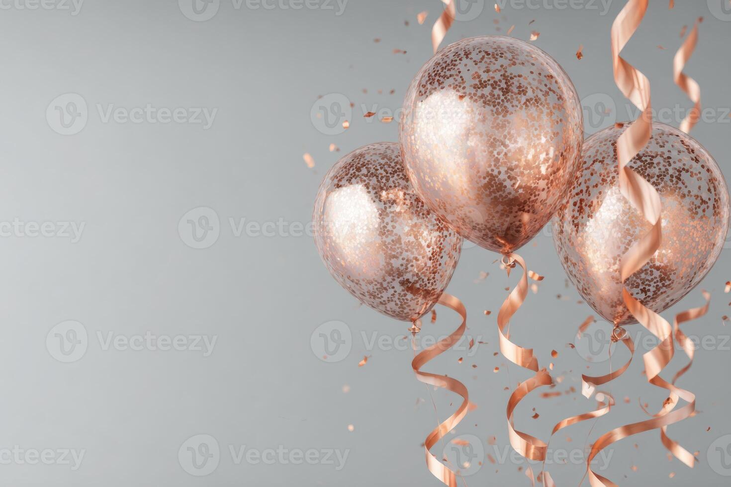 A Celebration of Joy Rose Gold Balloons Confetti and Ribbon Decoration photo