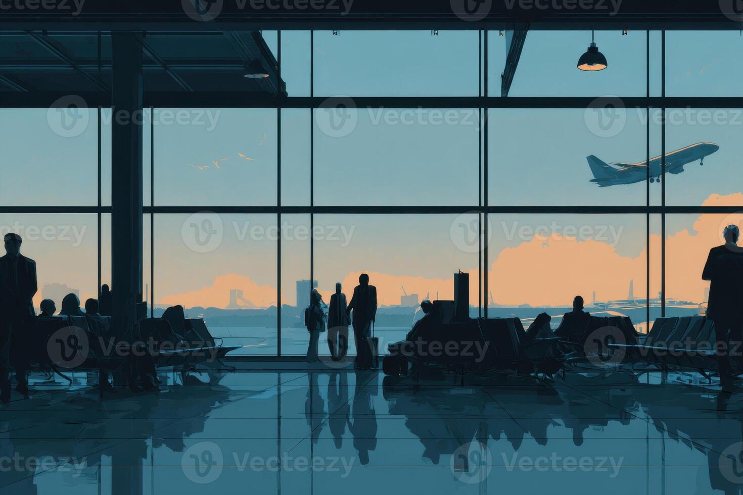 The Bustling Airport Scene A Vivid Illustration of Travel and Anticipation photo