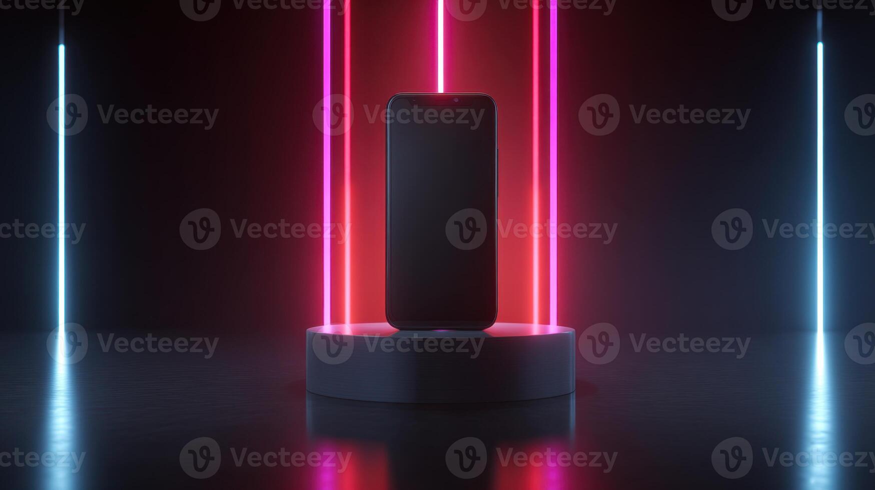 Abstract Product Display with Neon Lights Presentation Digital Rendering Modern Design photo