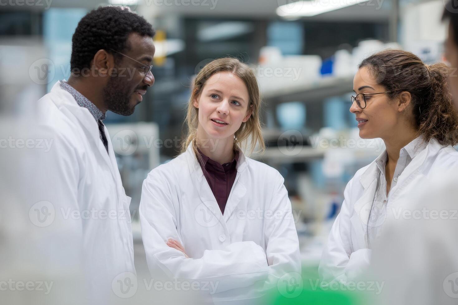 Collaborative Research Efforts A Team of Scientists Working Together in the Lab photo