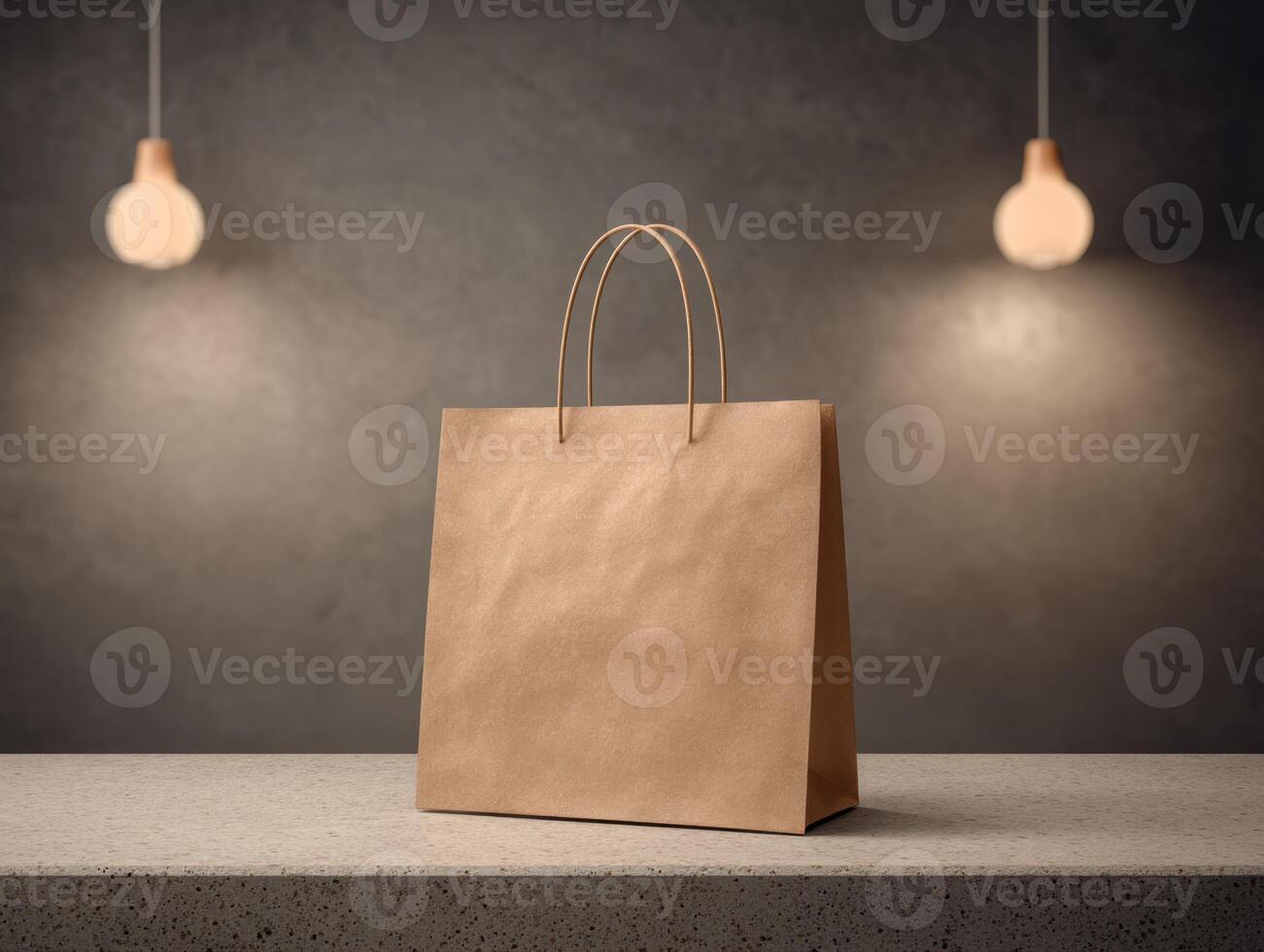 A Simple Brown Paper Bag On A Countertop With Two Lightbulbs photo