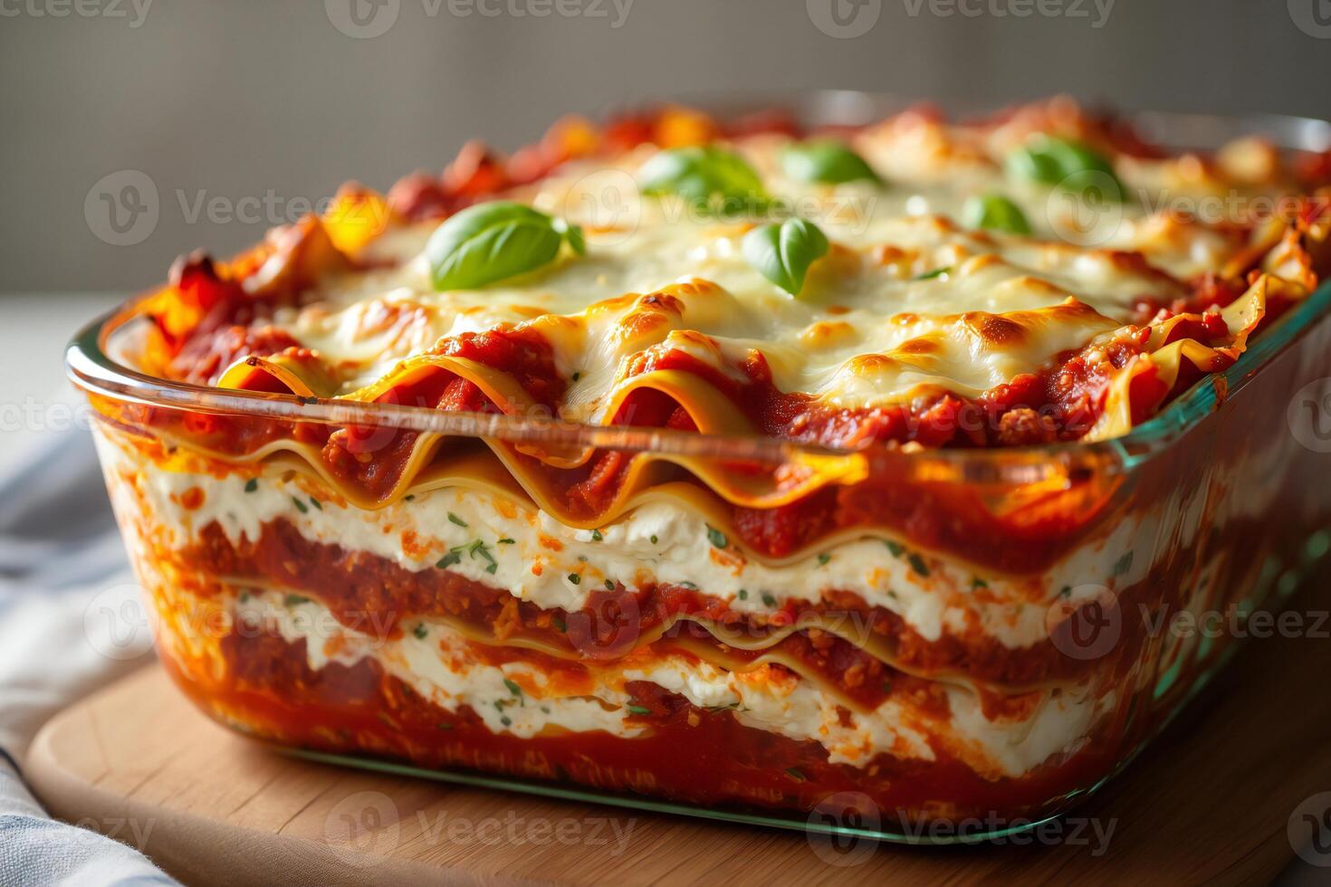 A casserole dish with cheese and meat on top photo