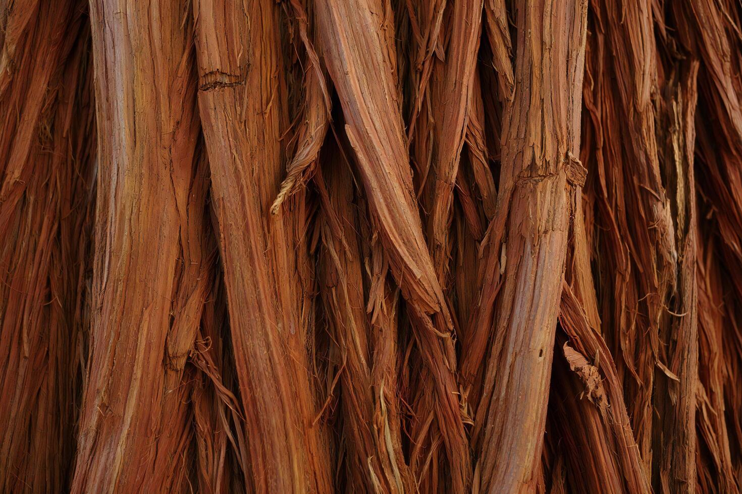 Nature Background Rich Texture of Redwood Bark Close up Detail of Reddish Brown Wood Grain photo