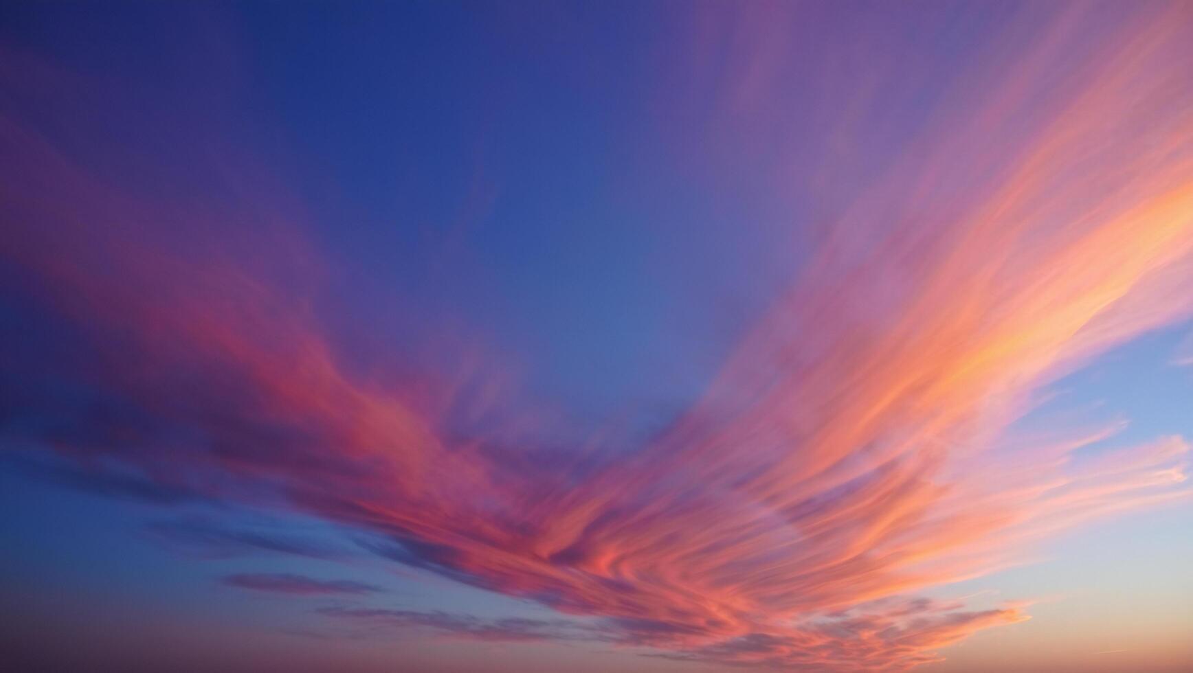 Nature Background Dramatic Pink and Orange Sunset Sky with Streaky Cloudscape photo