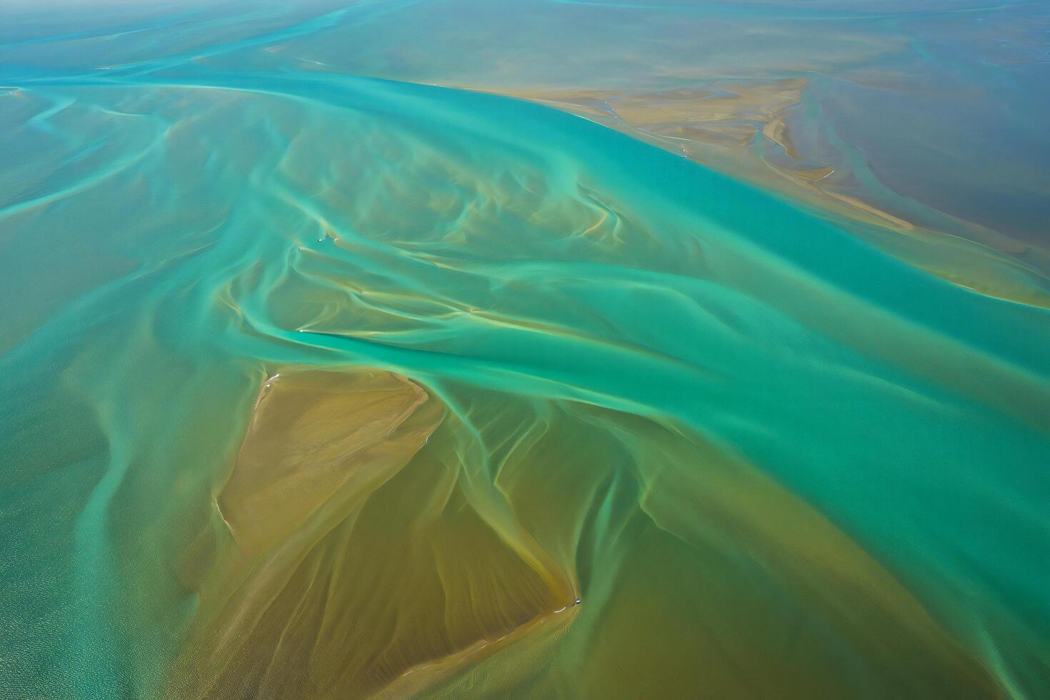 Nature Background Aerial View of Turquoise Water Sandbars and Abstract River Patterns photo