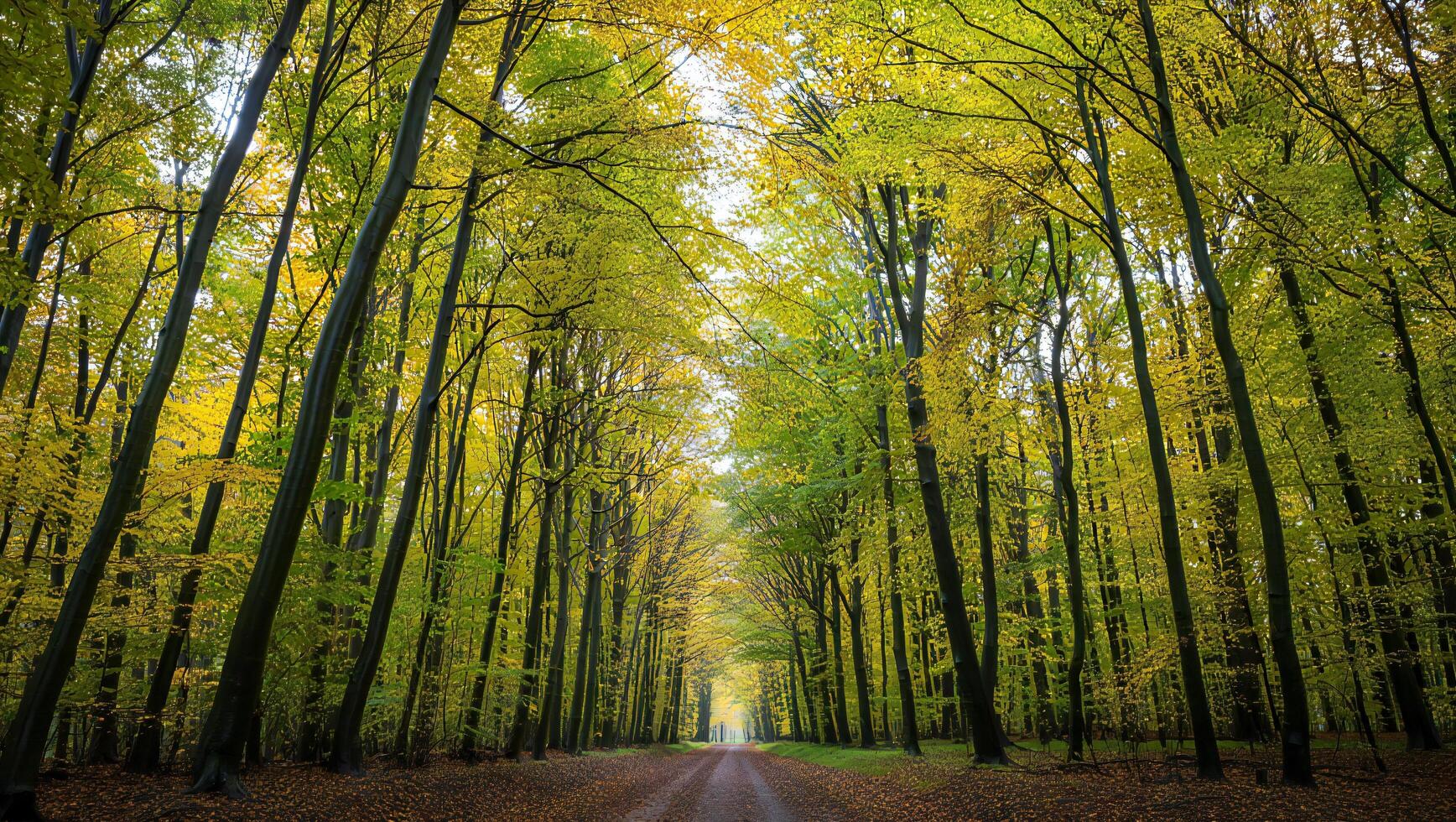 Nature Background Majestic Autumnal Forest Path Golden Canopy Trees Pathway Nature photo