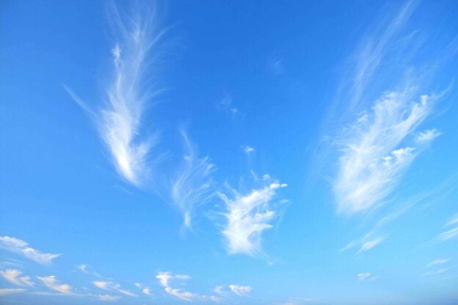 Nature Background Stunning Vibrant Blue Sky with Wispy Cirrus Cloudscape Atmospheric Weather Photography photo