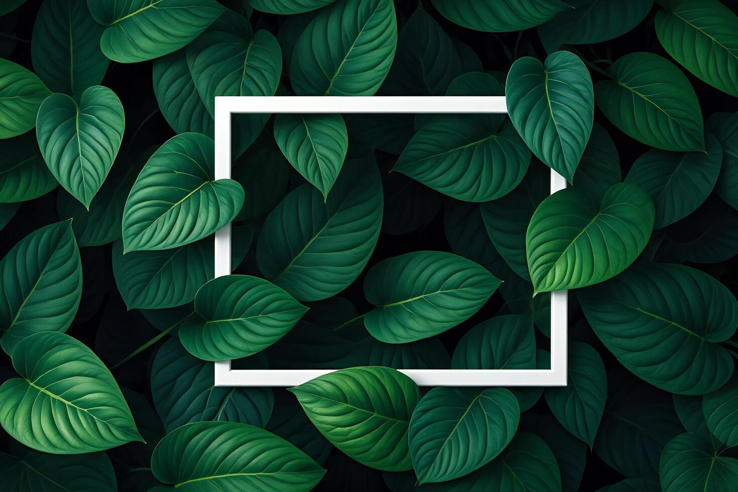 Nature Background Lush Green Tropical Foliage Background with White Frame Nature Photography Perfect for Design photo