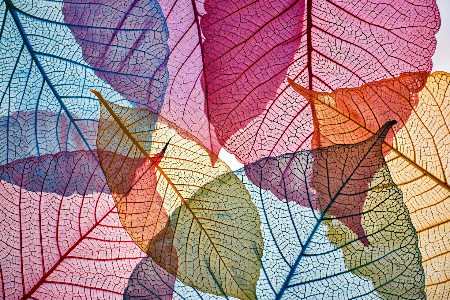 Flowers Background Colorful Translucent Skeleton Leaves Nature Background Autumn Foliage Botanical Texture Macro photo