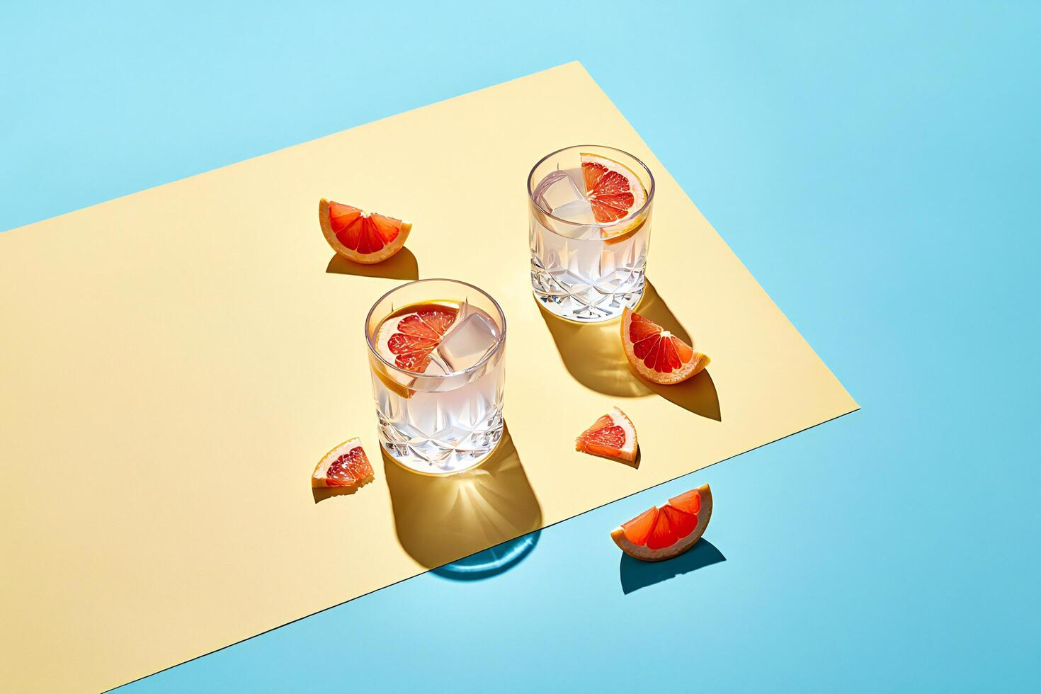 Beach Background Refreshing Grapefruit Cocktails on Pastel Background Summer Drinks Photography photo