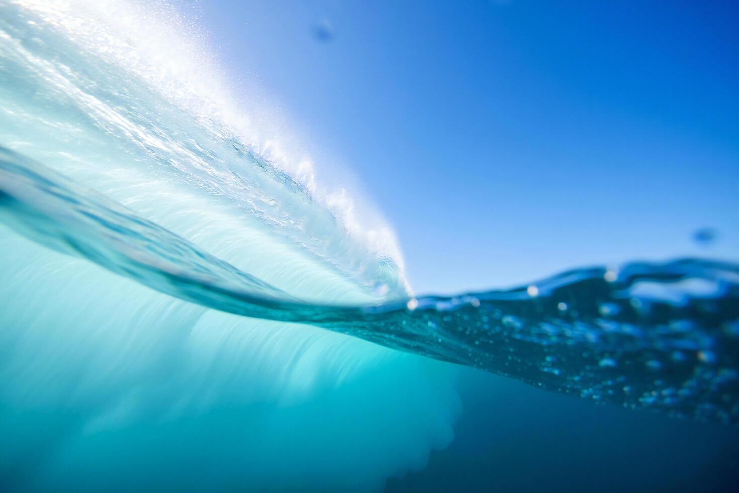 Beach Background Stunning Ocean Wave Underwater and Above Water View of a Turquoise Wave Breaking photo