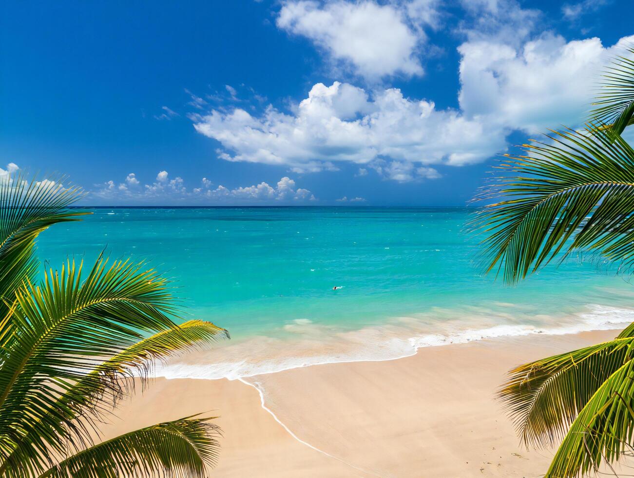 Beach Background Tropical Beach Paradise Azure Ocean White Sand Palm Trees Summer Vacation photo