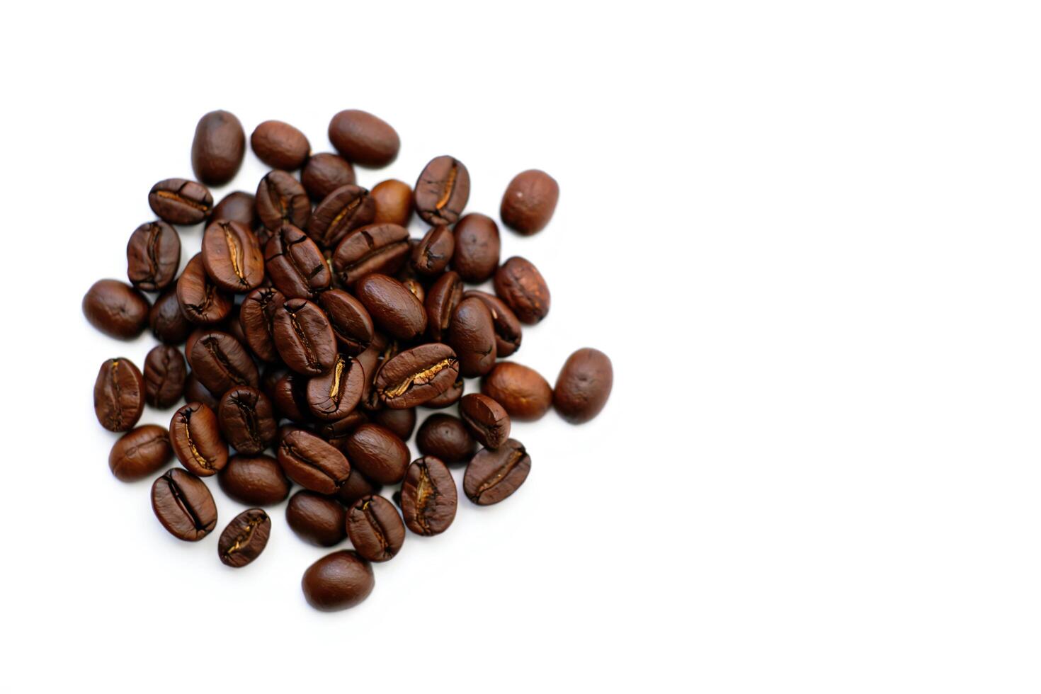 Coffee Background Roasted Coffee Beans Aromatic Dark Brown Coffee Seeds Close Up View on White Background photo