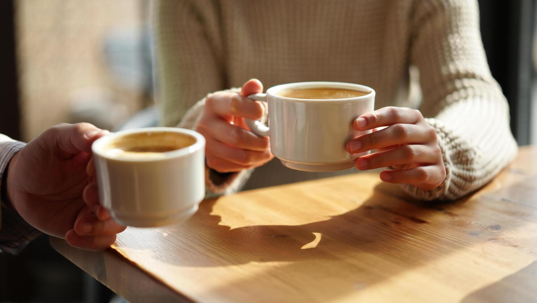 Coffee Background Warm Coffee Casual Meeting Two People Sharing Drinks at a Cafe photo
