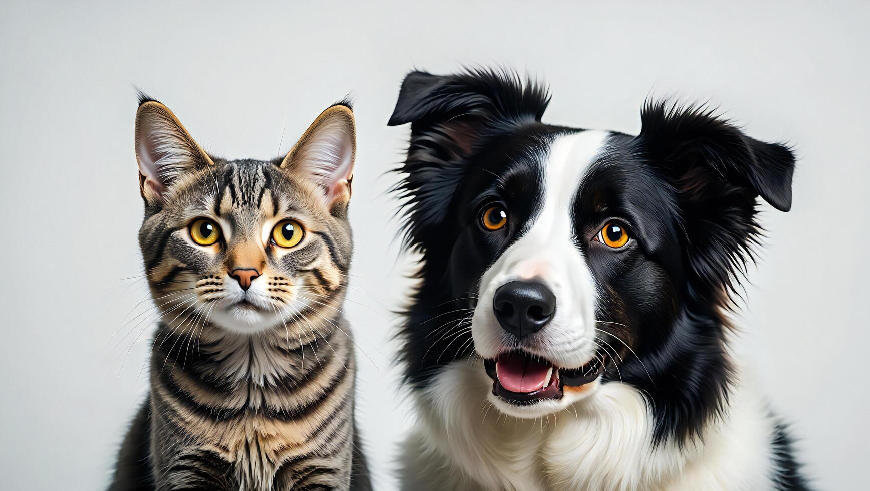 Dog Background Adorable Cat and Border Collie Dog Portraits Pets Animals Friendship photo