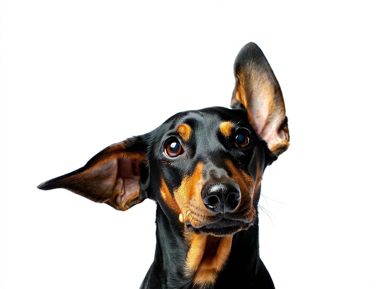 Dog Background Curious Dachshund Dog with Floppy Ears Head Tilted Isolated White Background photo