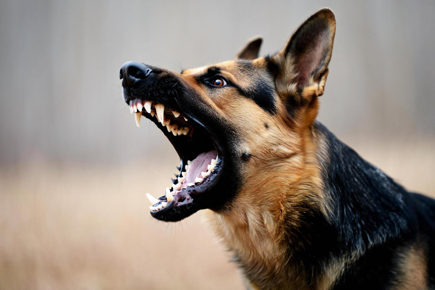 Dog Background Aggressive German Shepherd Dog Canine Barring Teeth Outdoors photo