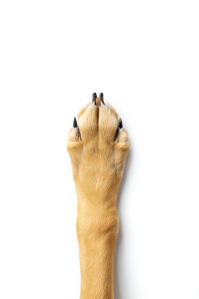 Dog Background Close up of a Dog s Paw Light Brown Fur White Background Pet Photography photo