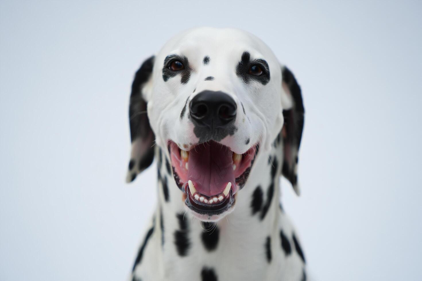 Dog Background Happy Dalmatian Dog Portrait Close Up Open Mouth Pet Canine Friendly photo