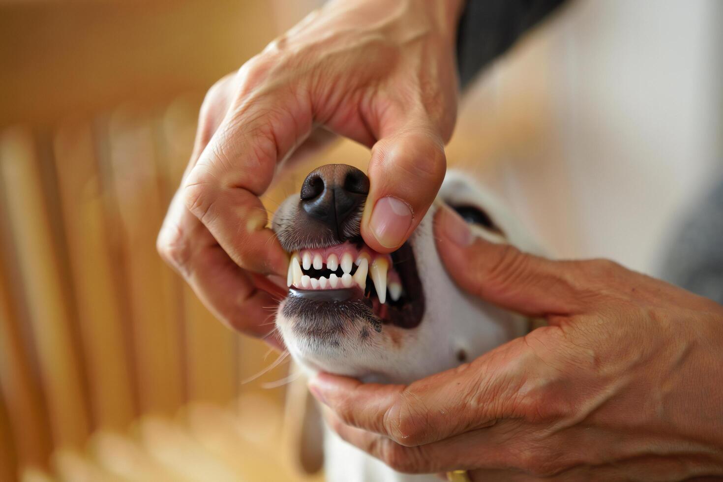 Dog Background Close up of Dog s Teeth Canine Dental Care Vet Examination Pet Health Check photo