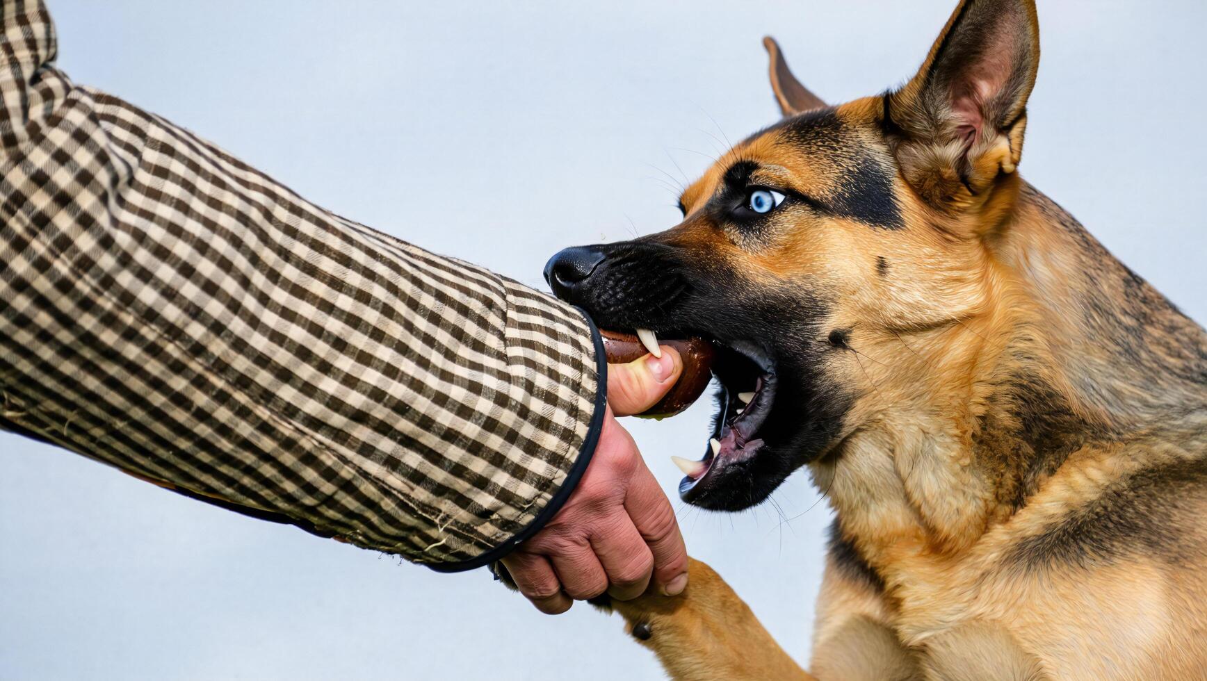 Dog Background German Shepherd Dog Playing Biting Hand Aggressive Play Canine Training Pet Interaction photo