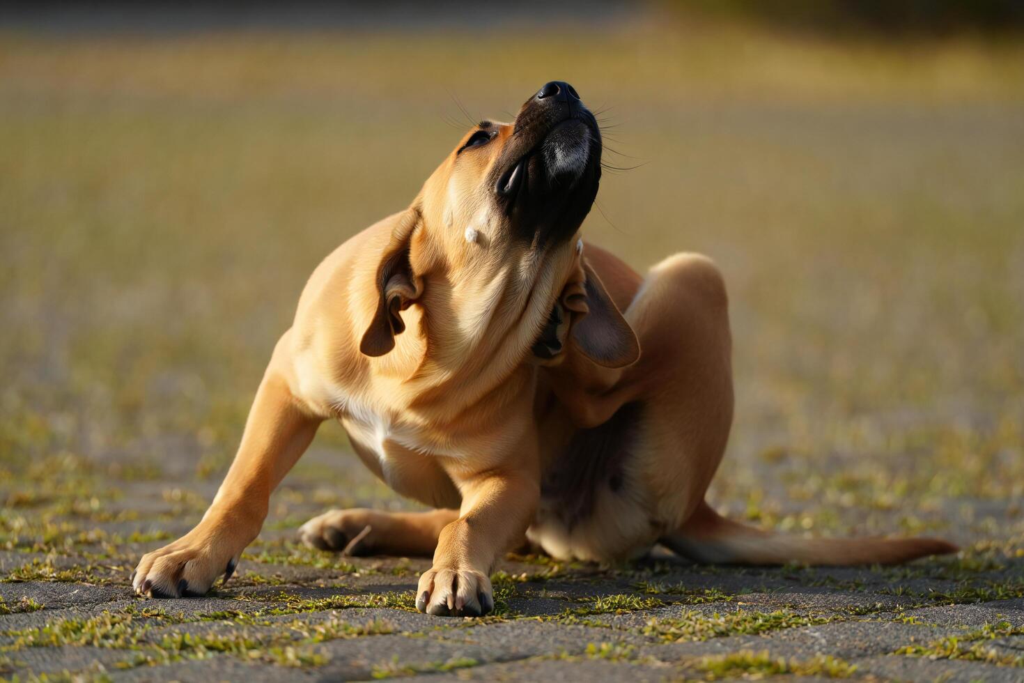 Dog Background Adorable Puppy Scratching Itch Cute Dog Outdoor Canine Itching Relief photo