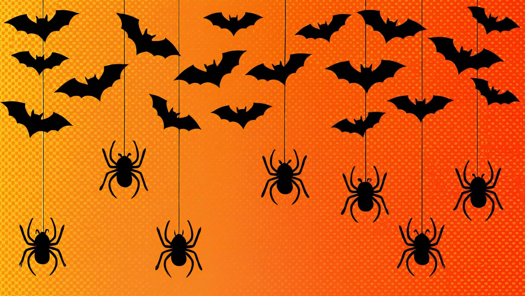 Halloween Background Halloween Background Hanging Bats and Spiders on Orange Texture photo