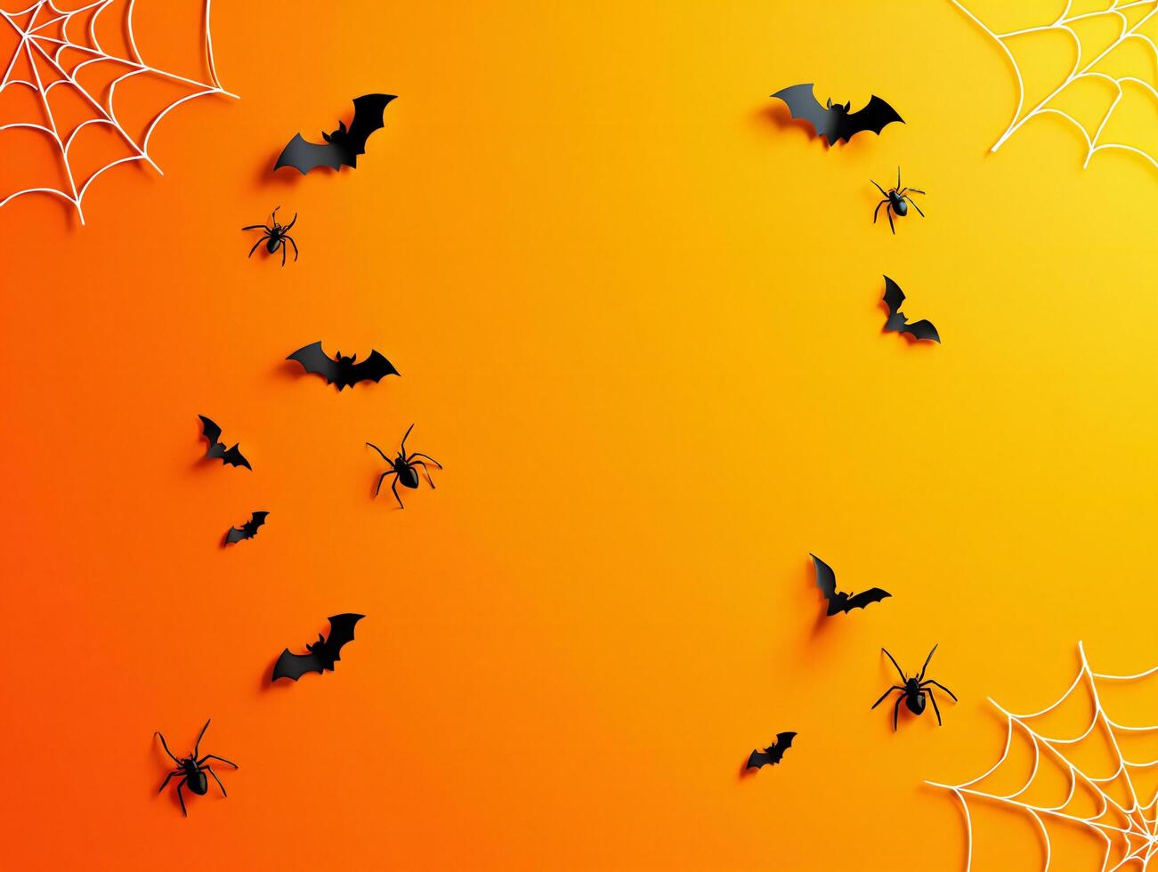 Halloween Background Halloween Background Orange Aesthetic with Bats Spiders and Spiderwebs photo