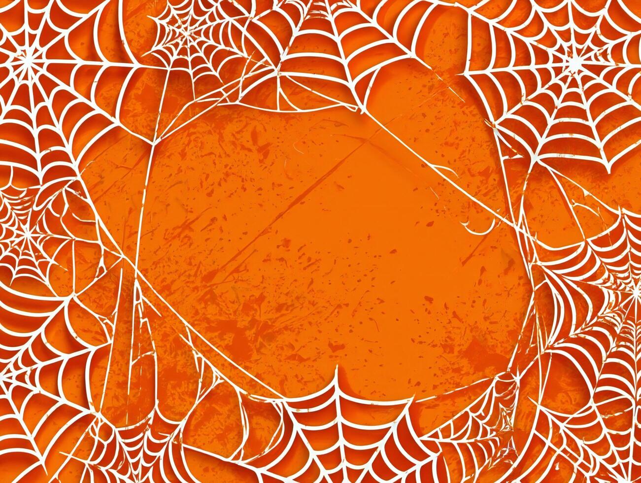 Halloween Background Spooky Halloween Background Orange Grunge Texture with White Spiderwebs photo