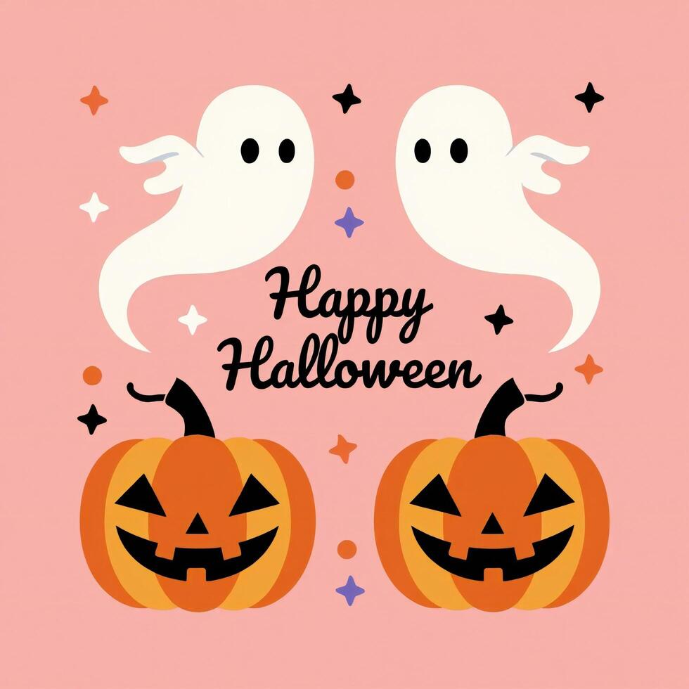 Halloween Background Happy Halloween Cute Ghosts and Jack o Lanterns Design photo