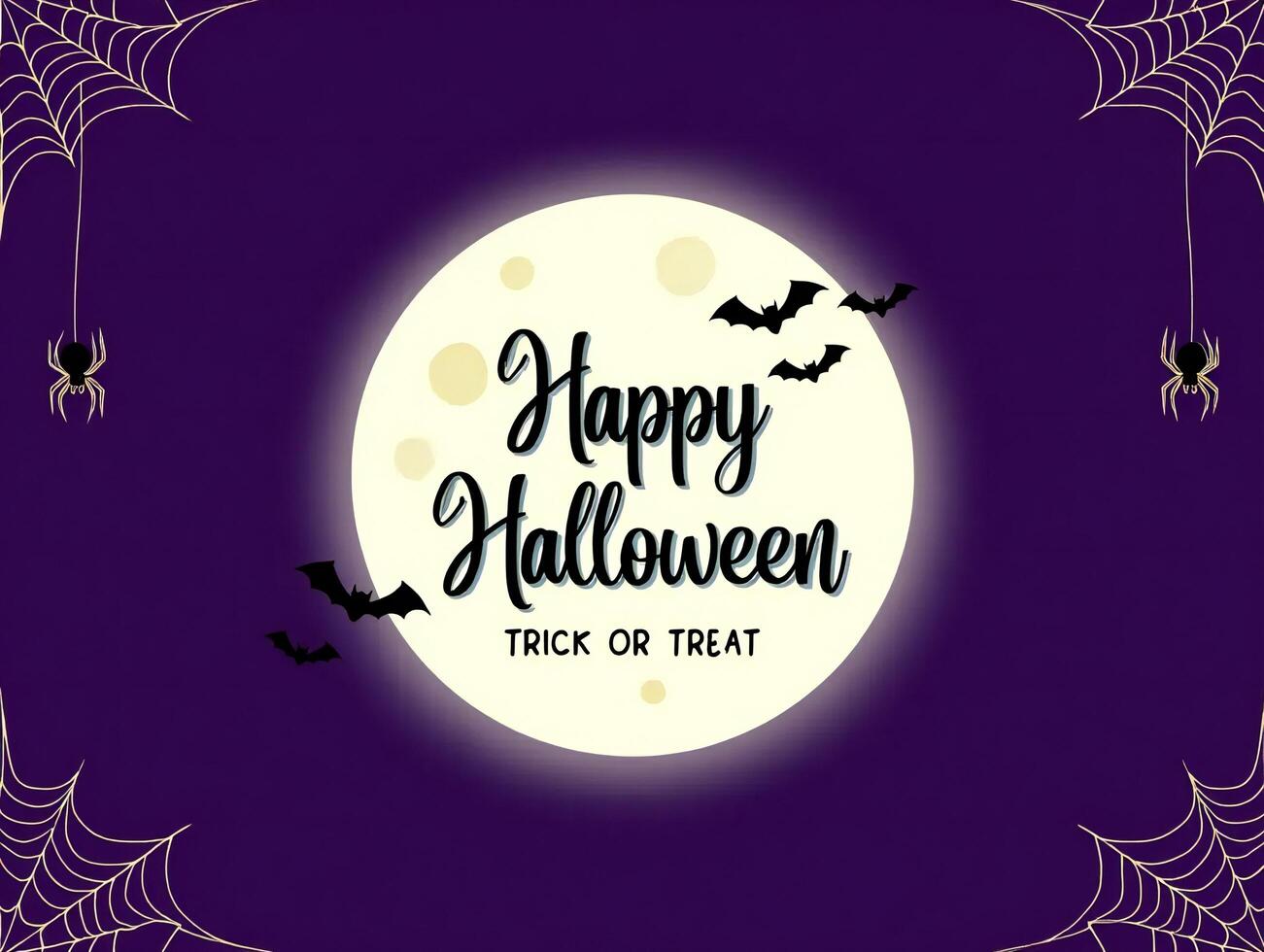 Halloween Background Spooky Happy Halloween Night Full Moon Bats Spiders Webs Design photo