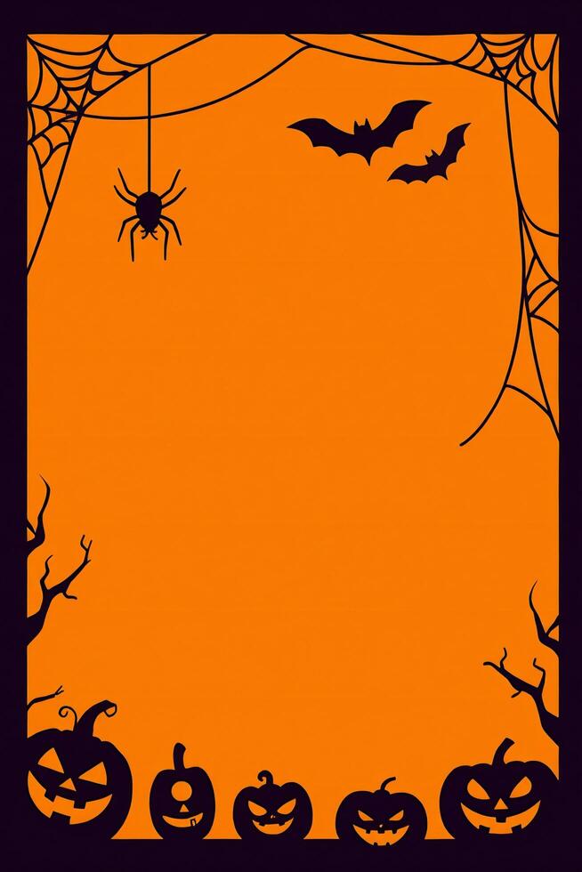 Halloween Background Halloween Background Orange Design with Pumpkins Bats Spiders and Webs photo