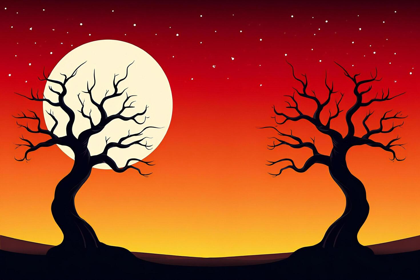 Halloween Background Spooky Halloween Night Scene Silhouette of Barren Trees Underneath a Full Moon photo