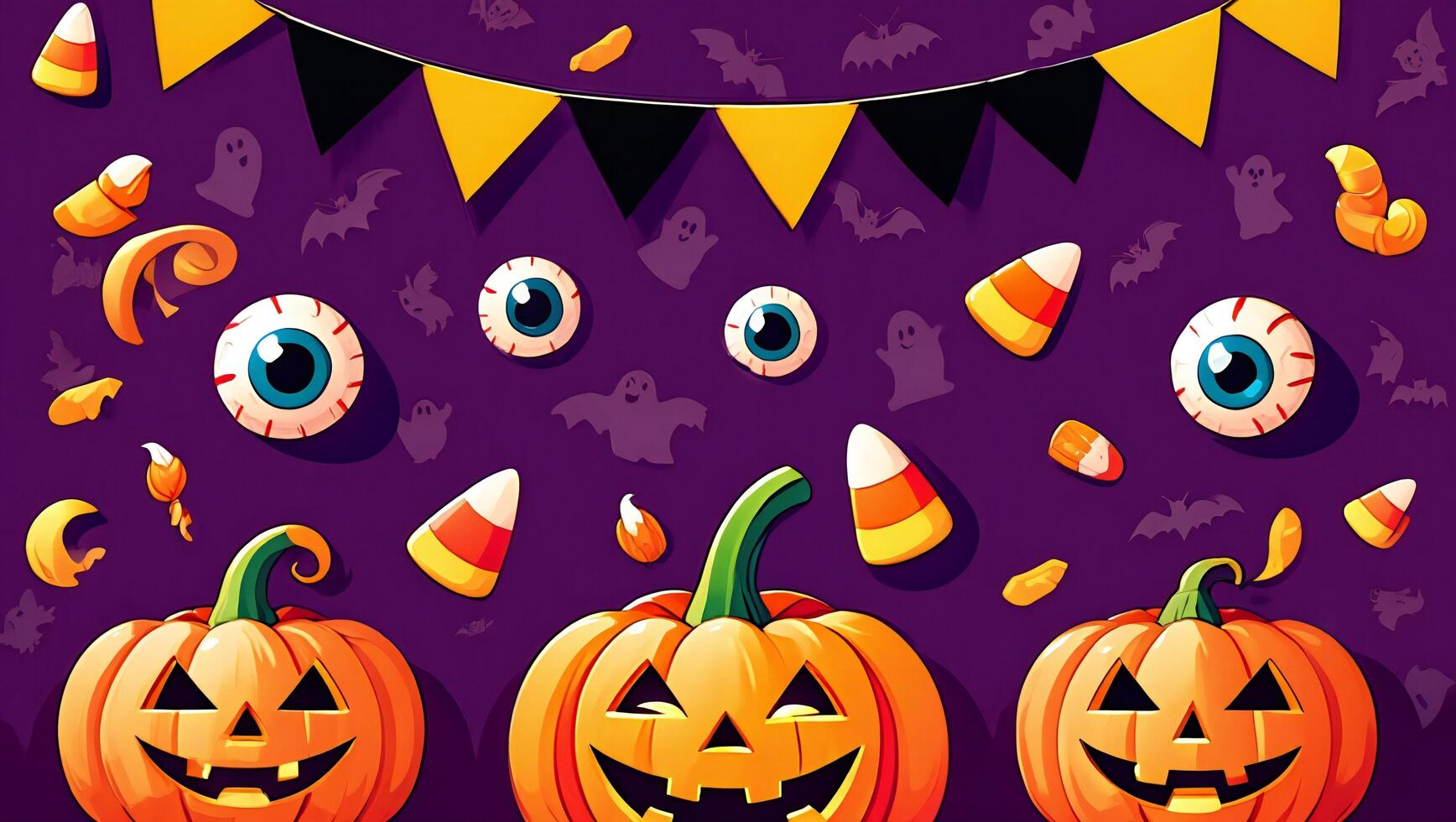 Halloween Background Spooky Halloween Background Pumpkins Candy Corn Eyeballs and Bats photo